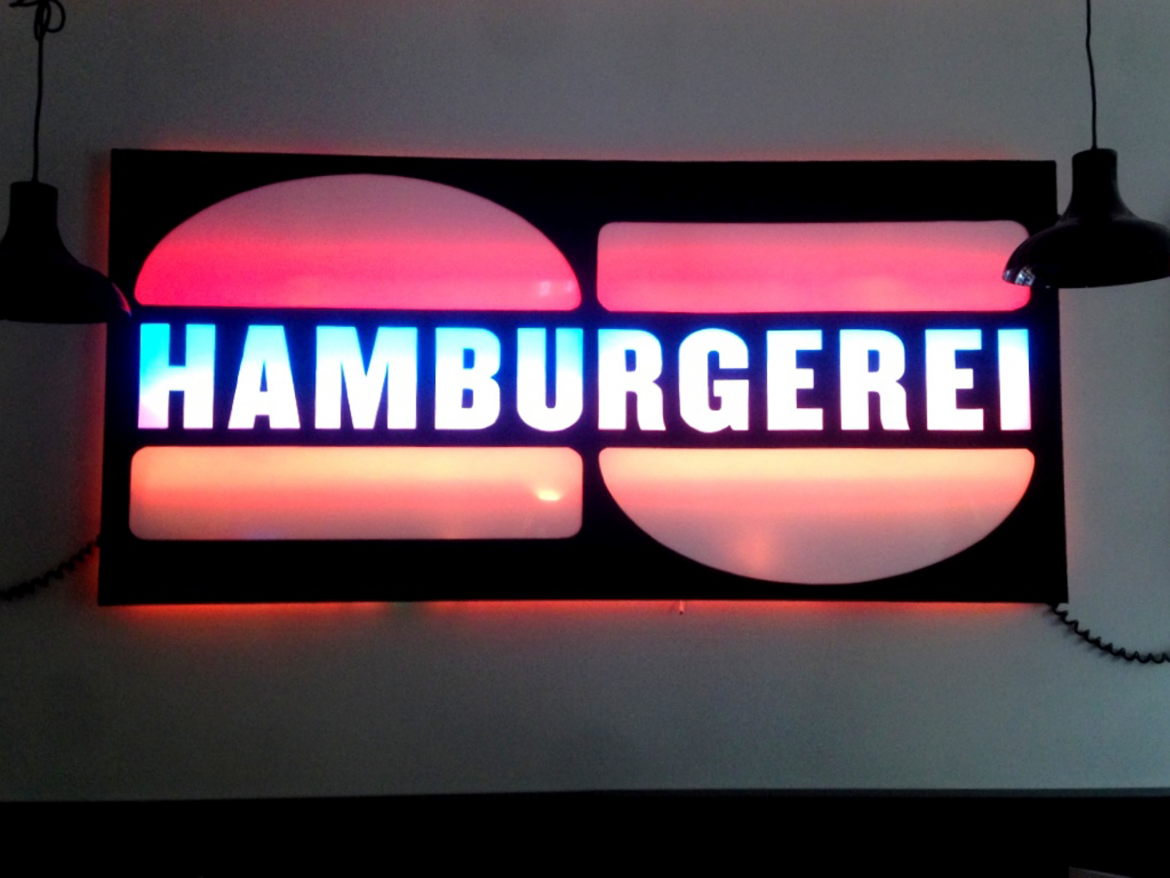 hamburgerei München Logo Lampe